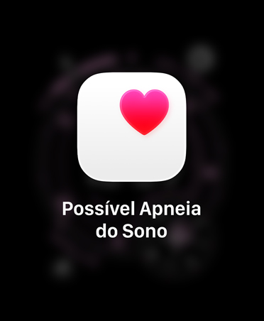 Notificação de possível apneia do sono, coração rosa em caixa branca
