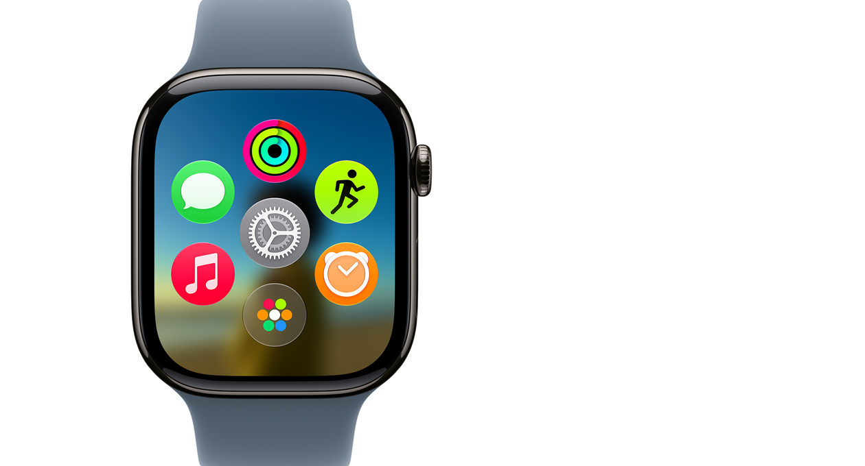 Palaszürke titántokos Apple Watch Series 11 a dinamikus appelrendezéssel