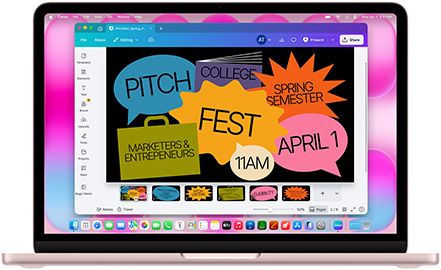 Aplikasi Canva ditampilkan di MacBook Air