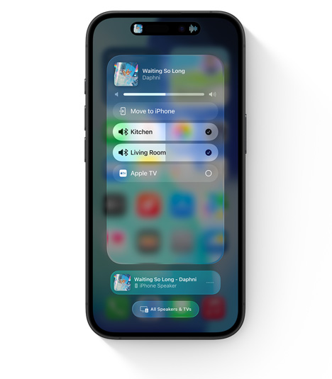 iPhone showing the AirPlay UI for multi-room audio