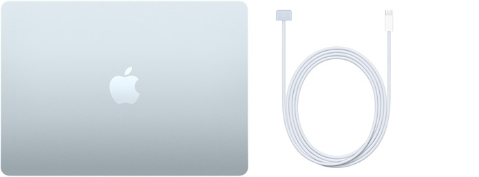 13 colių „MacBook Air“ ir USB‑C į „MagSafe 3“ laidas