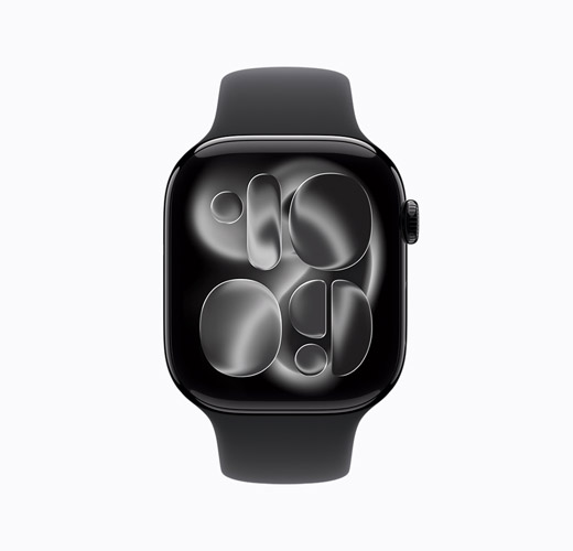 Apple Watch Series 11, Jet Black color, side exterior