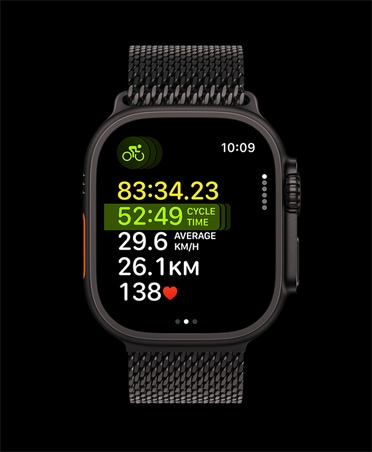 Apple Watch Ultra 3, culoare neagră, carcasă din titan, Exerciții multisport, curea, brățară Milanese neagră