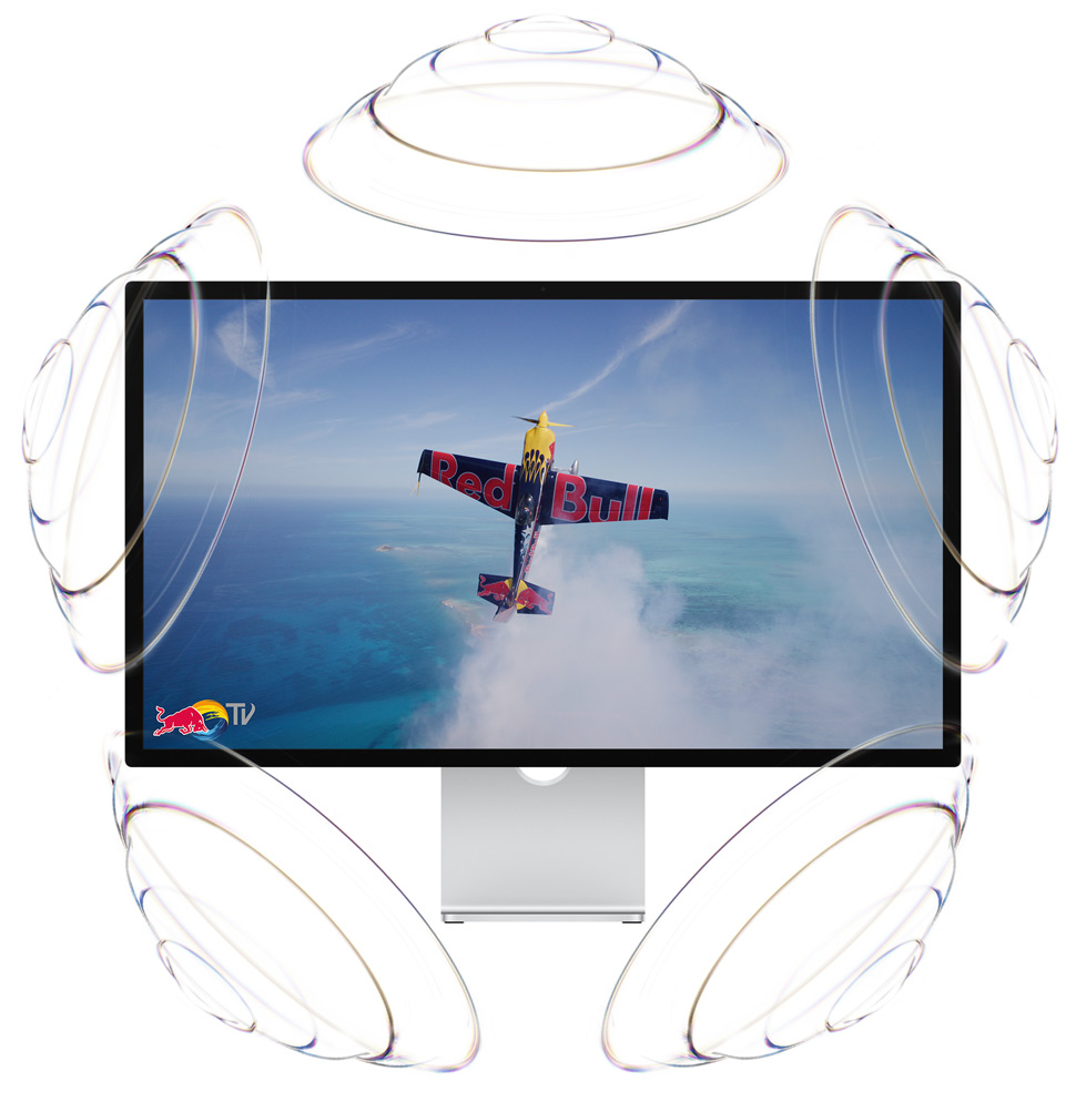 Red Bull TV reklamı, havada yukarı doğru uçan tek motorlu Red Bull uçağı