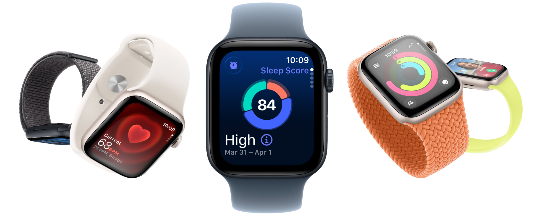 Apple Watch SE 3 з алюмінієвим корпусом доступний в кольорах «зіркове сяйво» й «темна ніч» і підтримує такі додатки, як «Життєві показники», «Серцевий ритм», а також оцінку якості сну, кільця активності та вхідний виклик