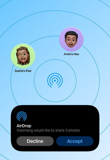Una computadora de escritorio Mac con la app AirDrop abierta.