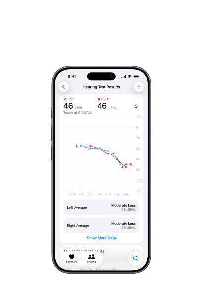 An iPhone displaying the results from an Airpod 2 Hearing test.