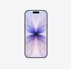 薰衣草紫色 iPhone 17 機身正面，展示頂部中央的動態島