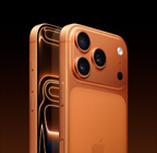 iPhone 17 Pro, kozmická oranžová farba, zadná vonkajšia strana natočená do uhla, profesionálna sústava kamier Fusion v plató navrchu, tlačidlo Ovládania kamery, predná a bočná vonkajšia strana, celoplošný displej, akčné tlačidlo a tlačidlá hlasitosti