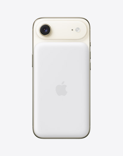 淺金色 iPhone Air 機身背面上貼合著 MagSafe 電池