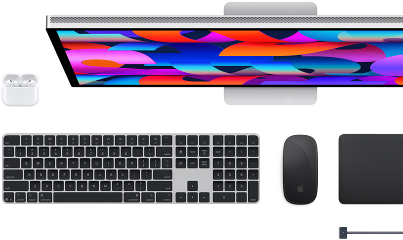 Mac accessories: AirPods, Studio Display, Magic Keyboard, Magic Mouse, Magic Trackpad, MagSafe charge cable